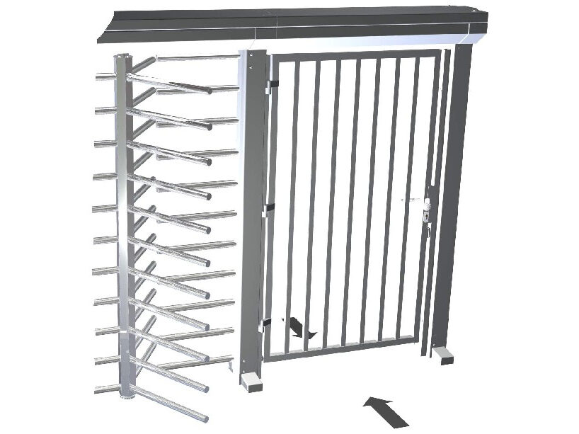 Rendering of full height turnstile with DDA access gate